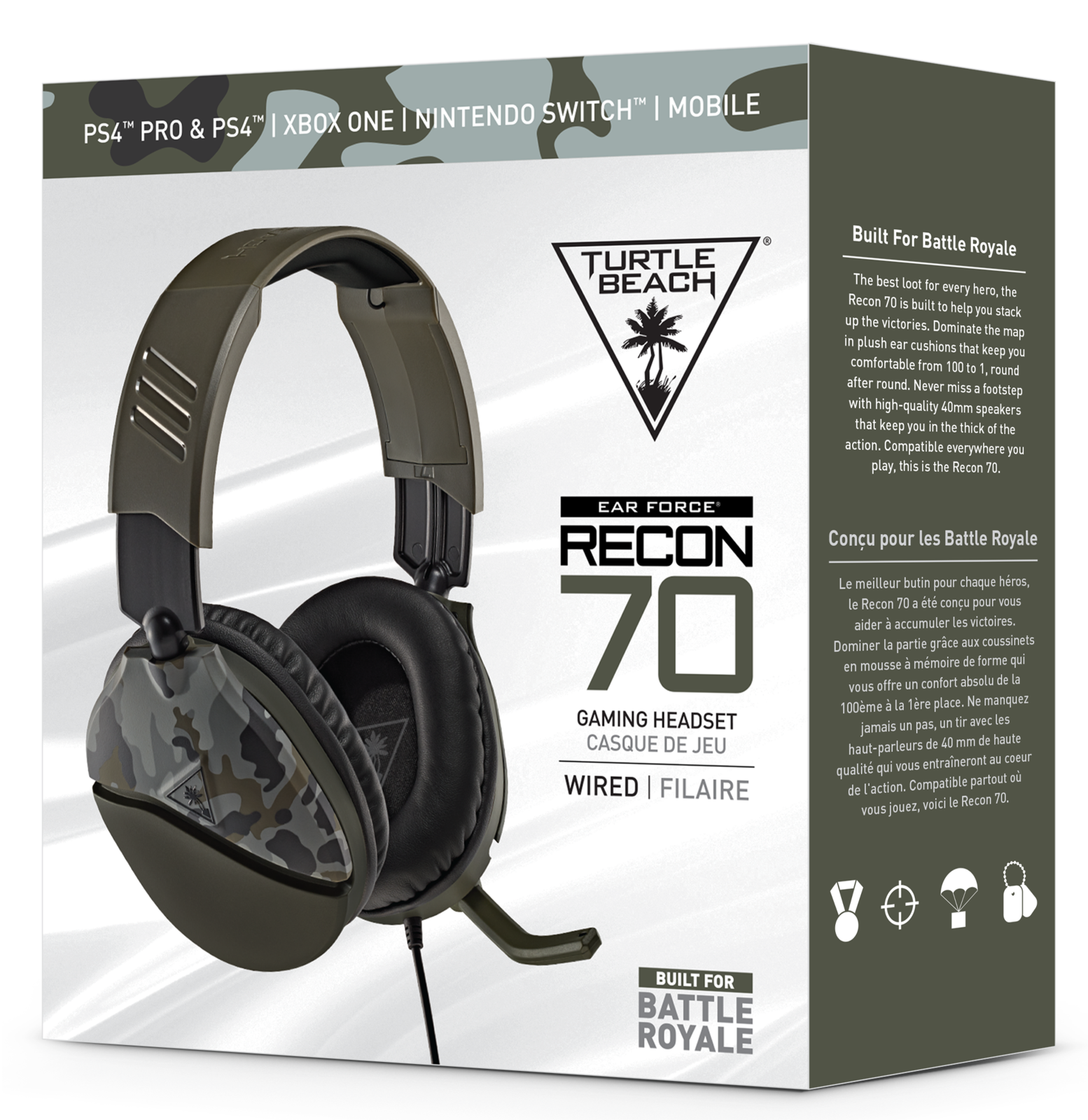 Turtle Beach Ear Force Recon 70 Gaming Headset - Camo Green (Switch, PS5, PS4, Xbox One)
