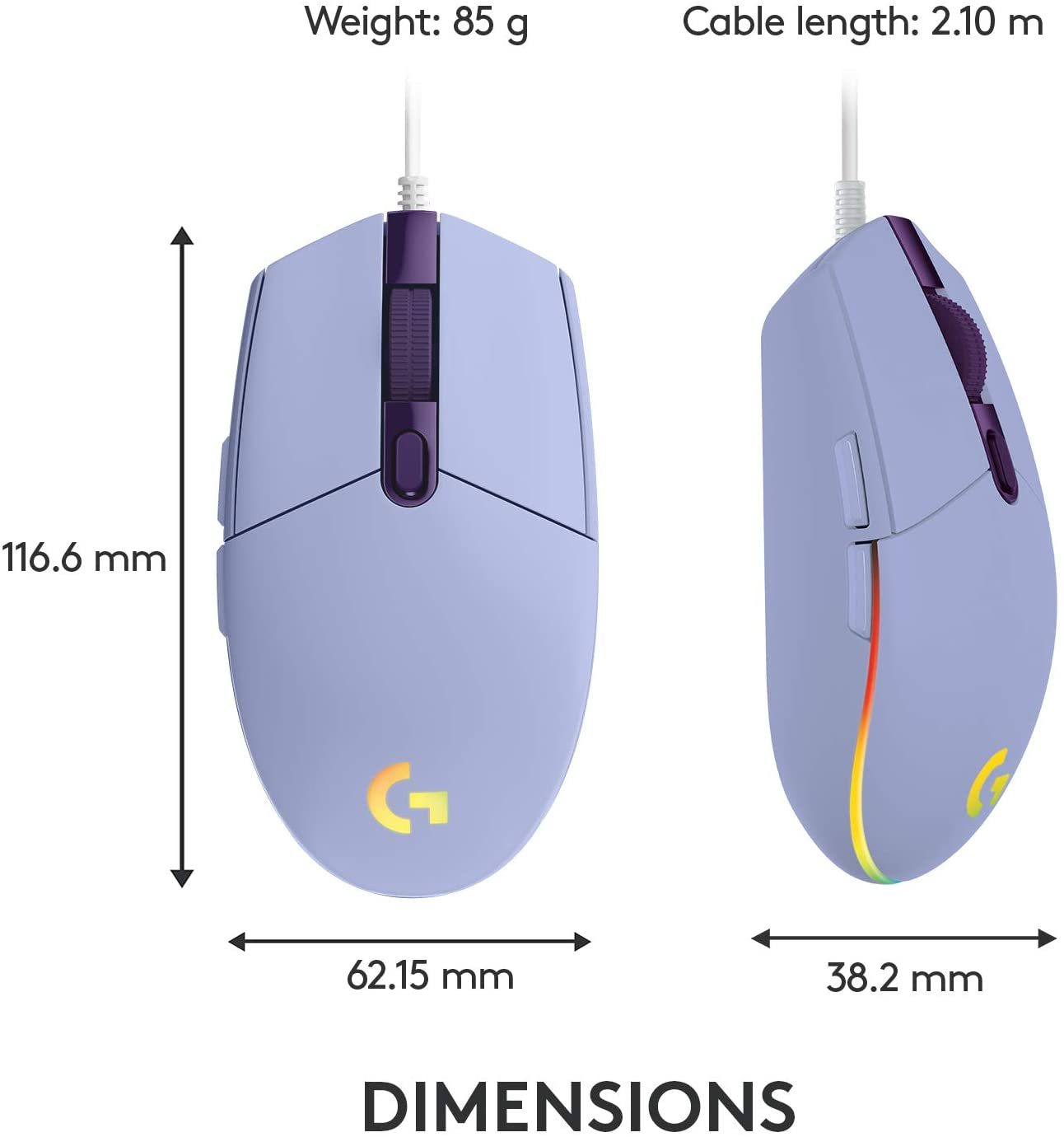 Logitech G203 LIGHTSYNC RGB Gaming Mouse (Lilac)