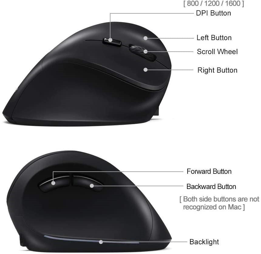 Wireless Ergonomic Mouse - Black