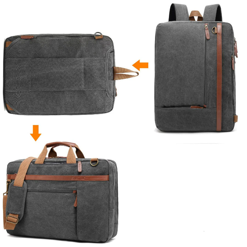 Convertible Canvas Sport Backpack & Shoulder Bag - 15.6 Inches (Dark Grey) by Ningbo Fantasy Supply