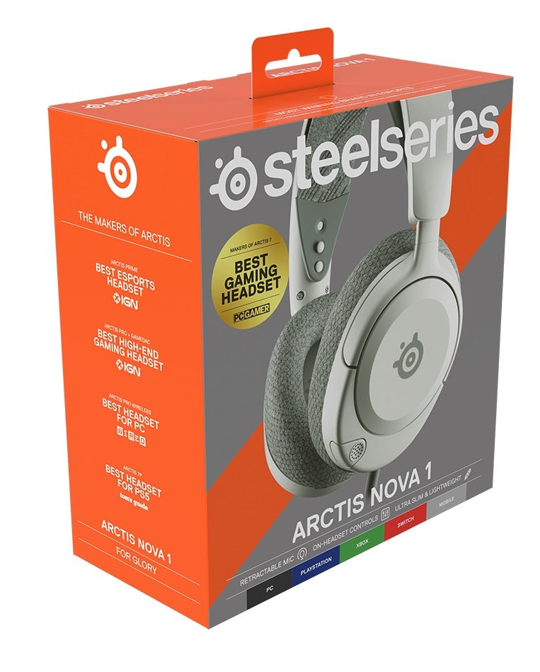 SteelSeries Arctis Nova 1 Wired Gaming Headset (White) (Switch, PC, PS5, PS4, Xbox Series X, Xbox One)