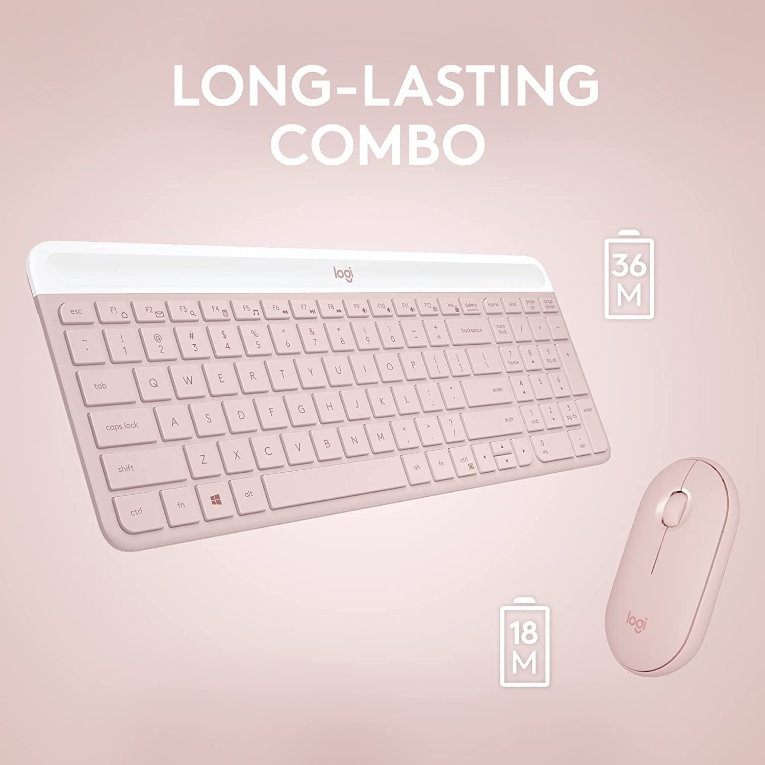 Logitech MK470 Slim Wireless Keyboard and Mouse Combo Rose