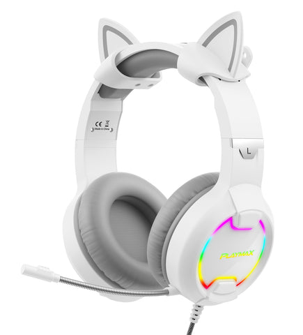 Playmax Cat Ear Gaming Headset (White) (Switch, PC, PS4, Xbox One)