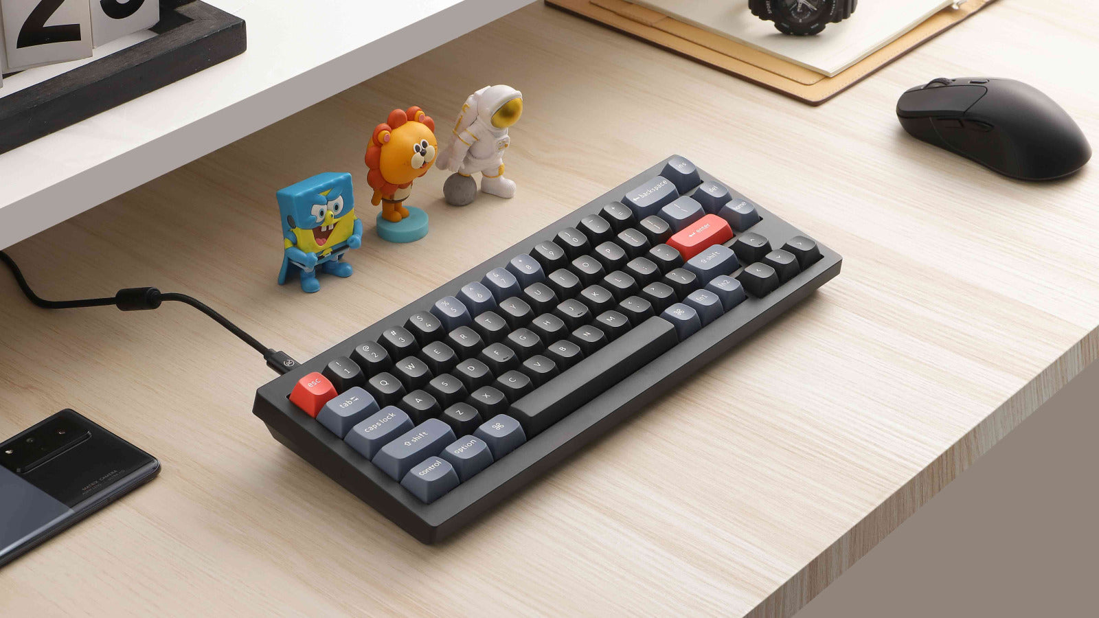 Keychron V2 65% RGB Keychron K Pro Brown Fully Assembled w/ Knob Hot-Swappable QMK Custom Mechanical Keyboard Frosted Black
