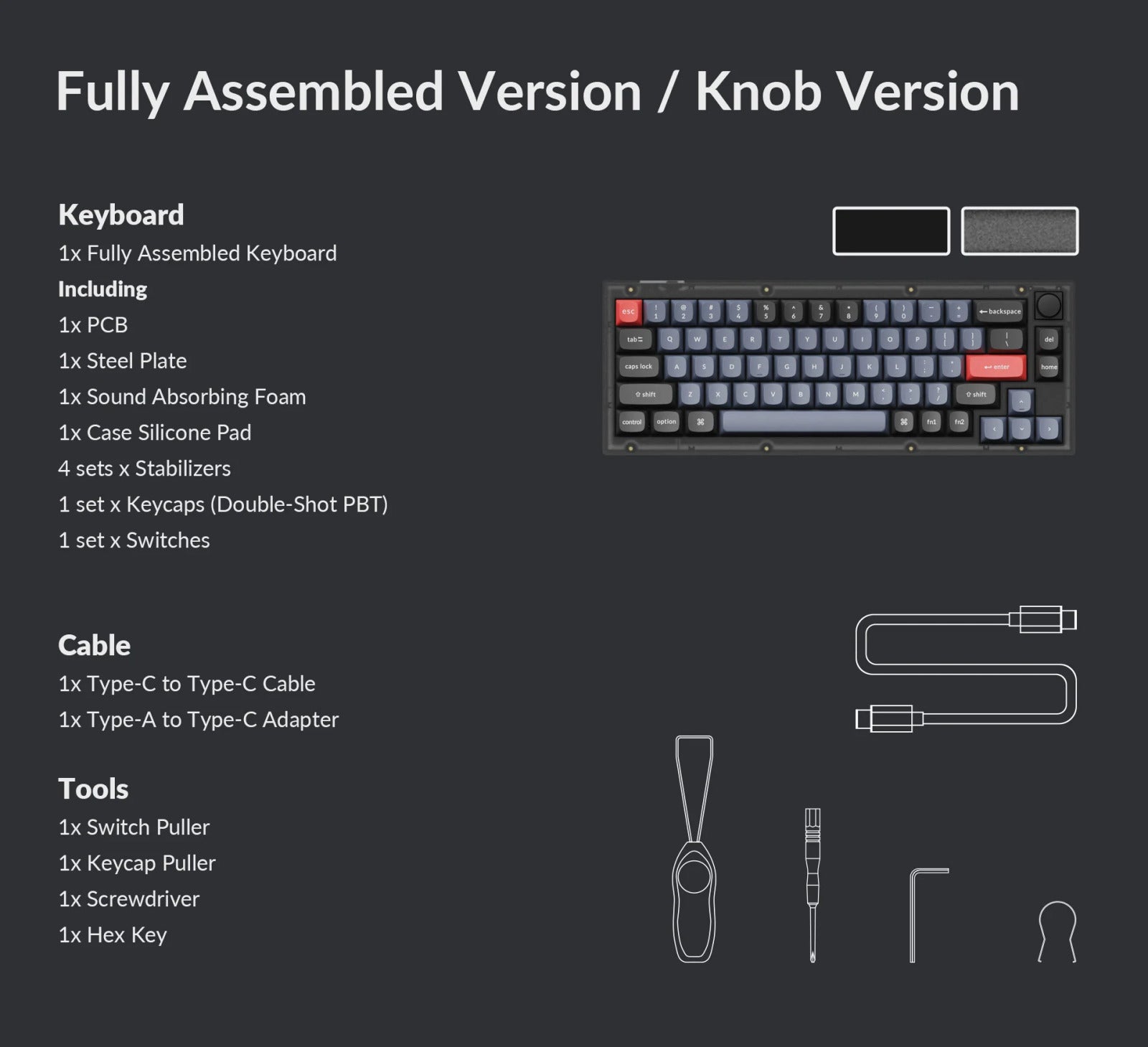Keychron V2 65% RGB Keychron K Pro Brown Fully Assembled w/ Knob Hot-Swappable QMK Custom Mechanical Keyboard Frosted Black