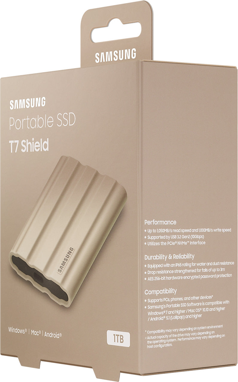 1TB Samsung Portable SSD T7 Shield Moonrock Beige