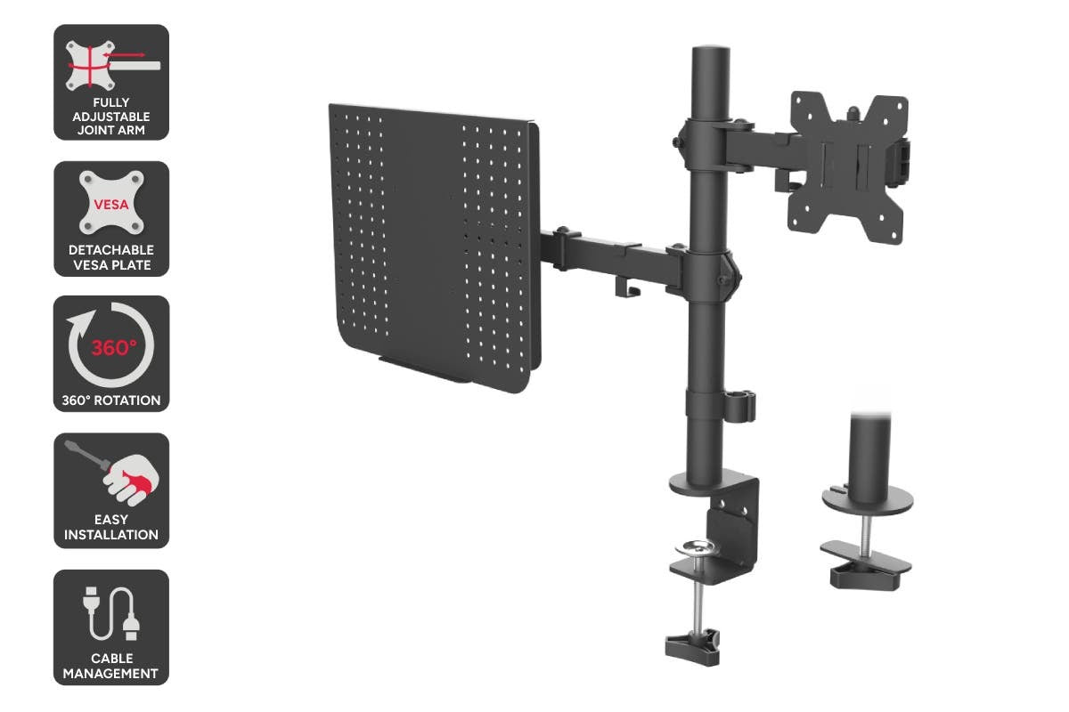 KOGAN 17"-32" Articulating Monitor Arm with Laptop Holder - Black