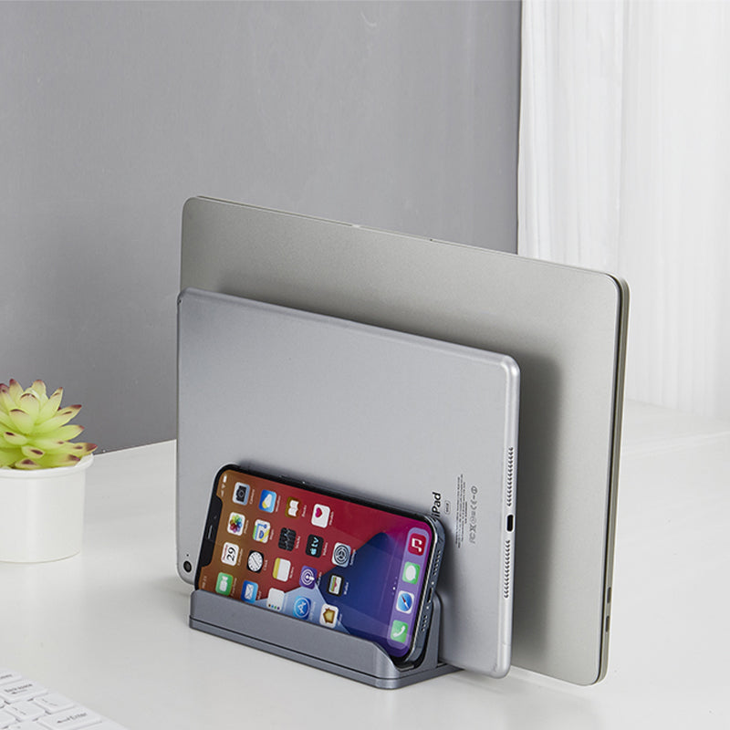 STORFEX 4 - in - 1 Adjustable Vertical Laptop Stand Holder for Dual Laptops and Cellphones - Grey