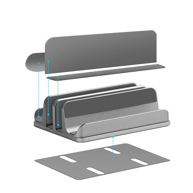 STORFEX 4 - in - 1 Adjustable Vertical Laptop Stand Holder for Dual Laptops and Cellphones - Grey