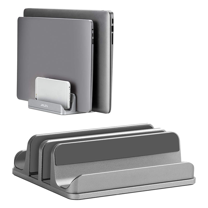STORFEX 4 - in - 1 Adjustable Vertical Laptop Stand Holder for Dual Laptops and Cellphones - Grey