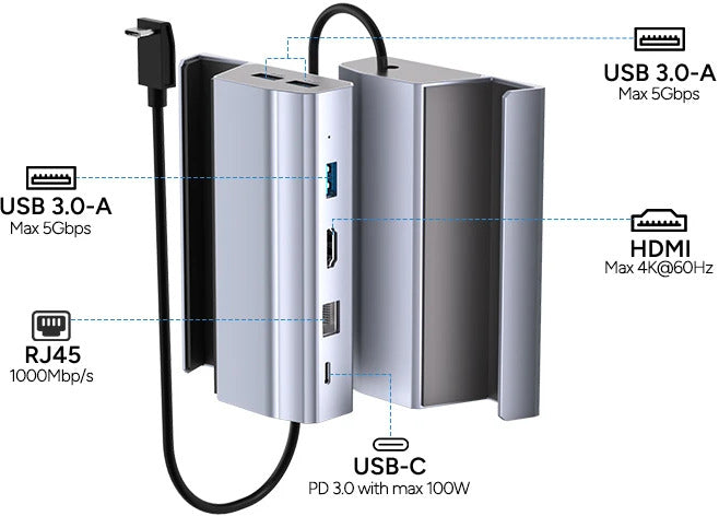 Kogan 6-in-1 100W PD USB-C Steam Deck Docking Station (4K, 60Hz)