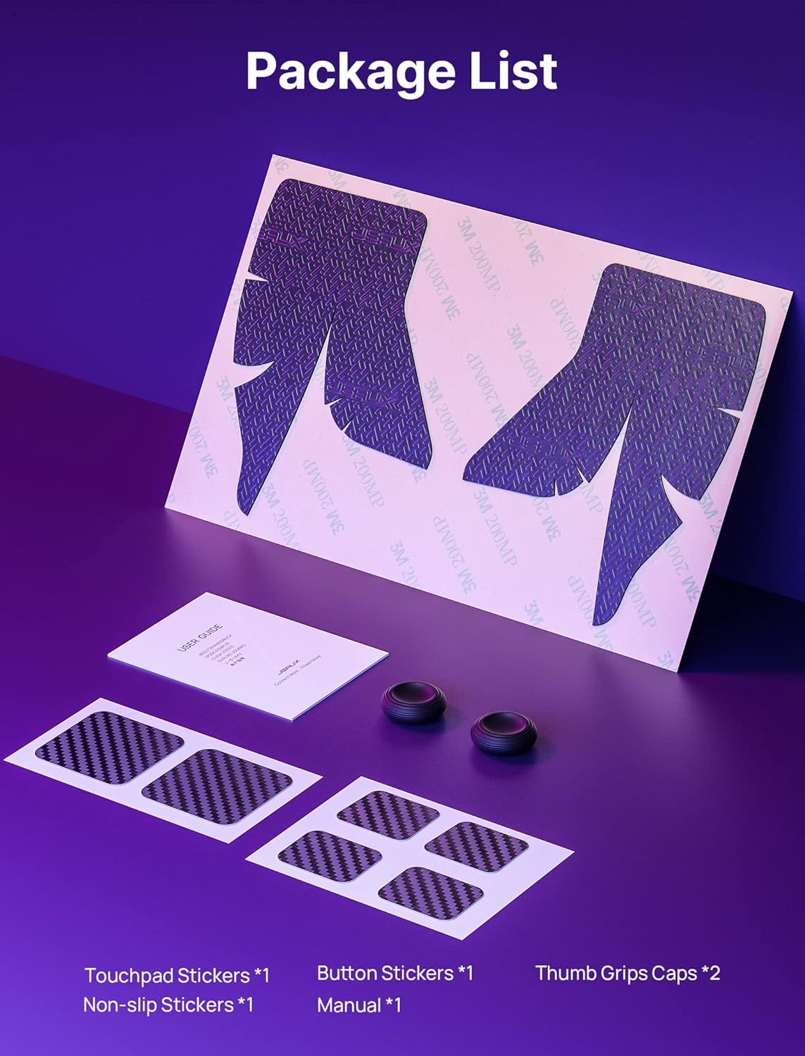 JSAUX Skin Stickers Set Compatible for Steam Deck/Steam Deck OLED - Black/Carbon