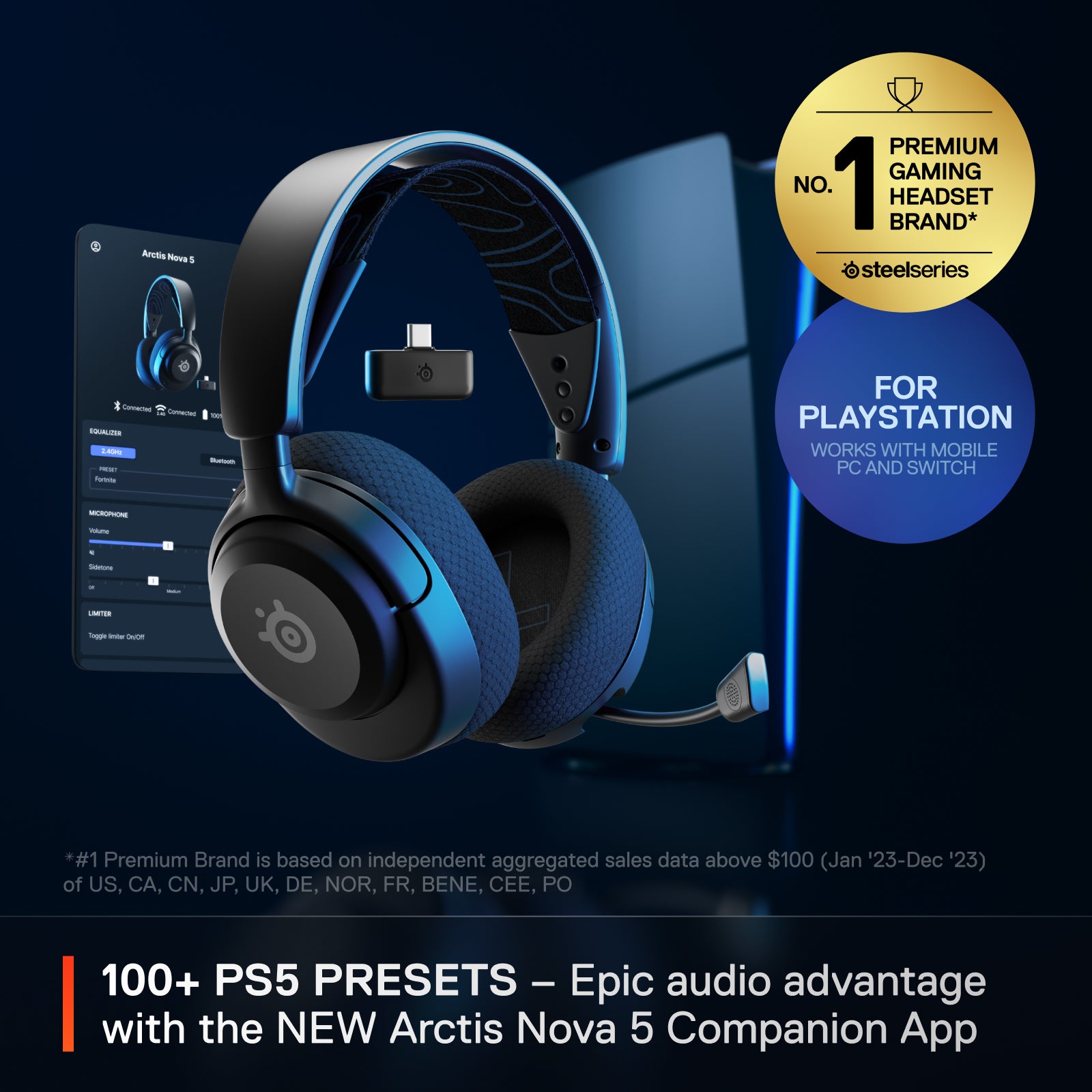 SteelSeries Arctis Nova 5P Wireless Gaming Headset (Black) (Switch, PC, PS5, PS4)