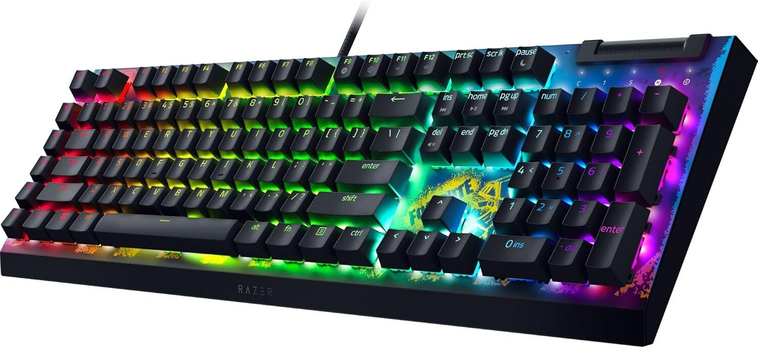 Razer BlackWidow V4 X Wired Mechanical Gaming Keyboard (Yellow Switch) Fortnite Edition