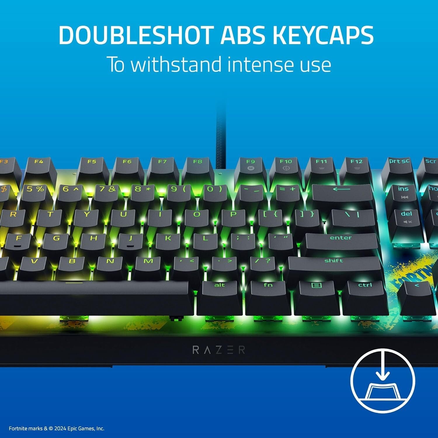 Razer BlackWidow V4 X Wired Mechanical Gaming Keyboard (Yellow Switch) Fortnite Edition