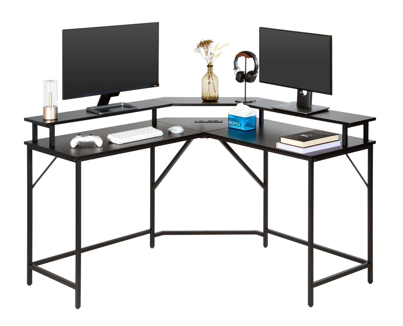 Gorilla Gaming Renegade Corner Gaming Desk with Integrated Power Outlet