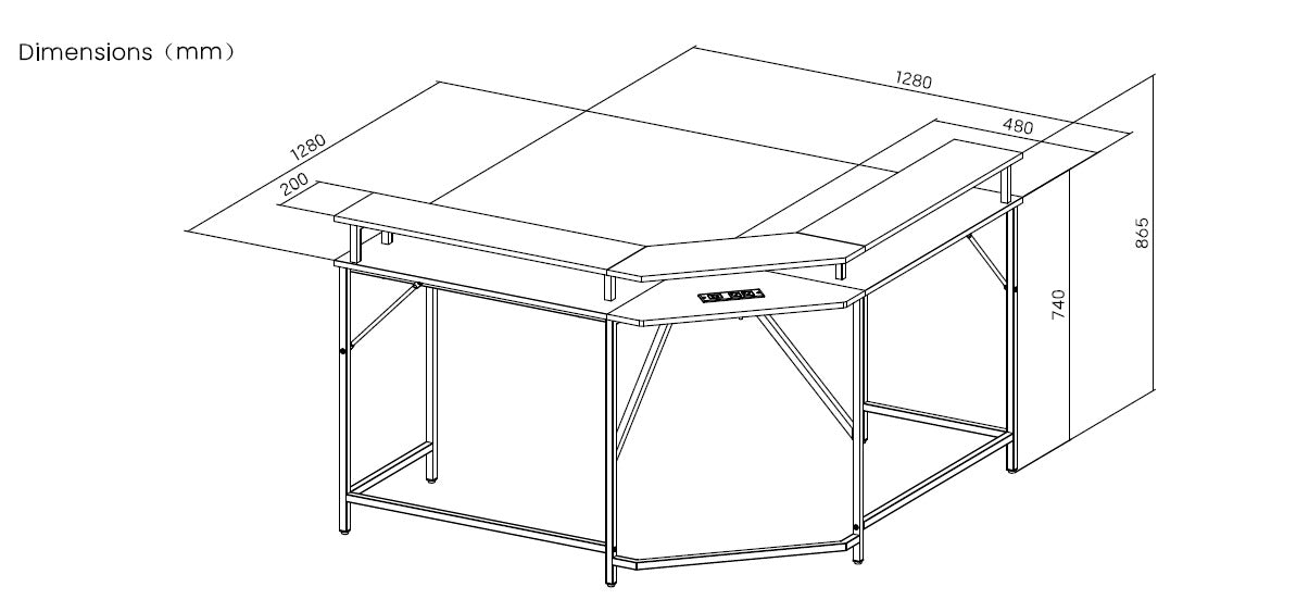 Gorilla Gaming Renegade Corner Gaming Desk with Integrated Power Outlet