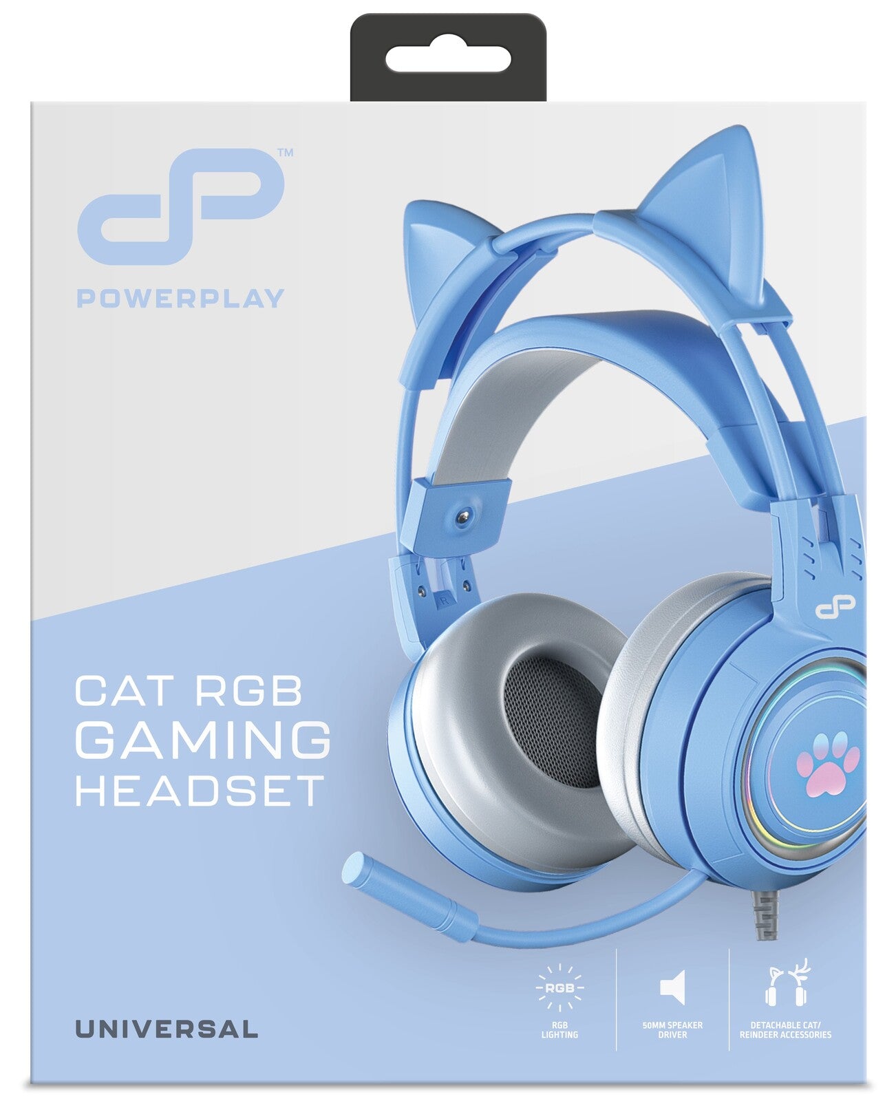 PowerPlay Cat RGB Gaming Headset (Blue) (Switch, PC, PS5, PS4, Xbox Series X, Xbox One)