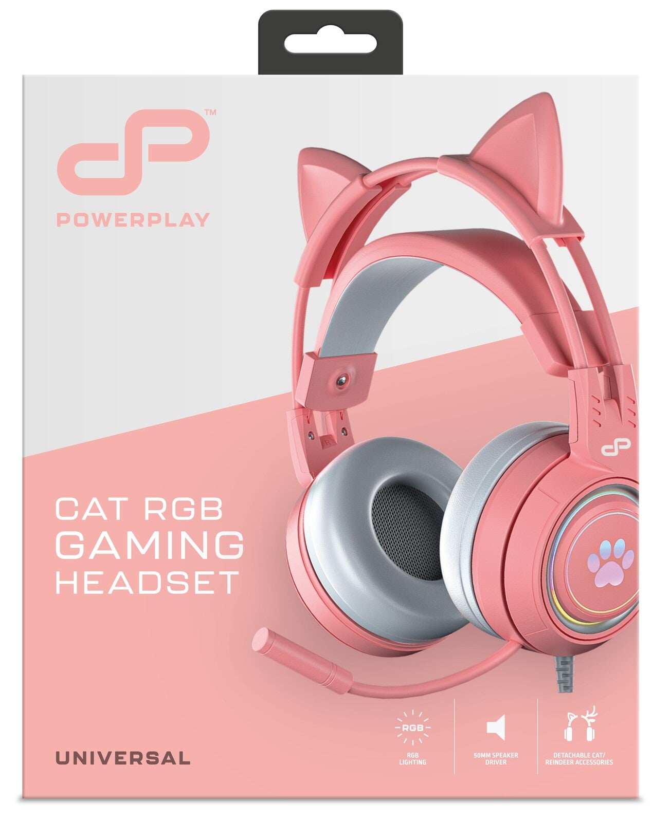 PowerPlay Cat RGB Gaming Headset (Pink) (Switch, PC, PS5, PS4, Xbox Series X, Xbox One)