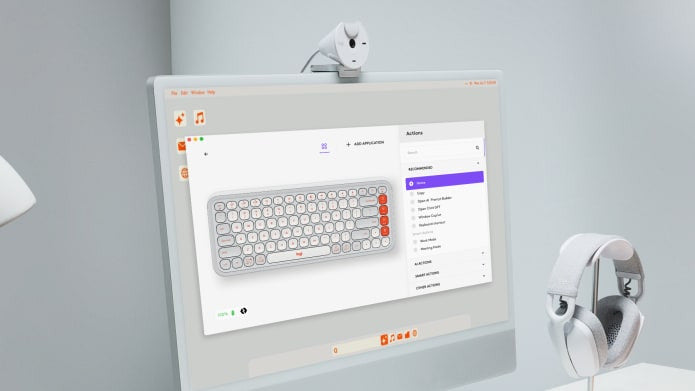 Logitech Pop Icon Keys Compact Bluetooth Wireless Keyboard Off White & Orange