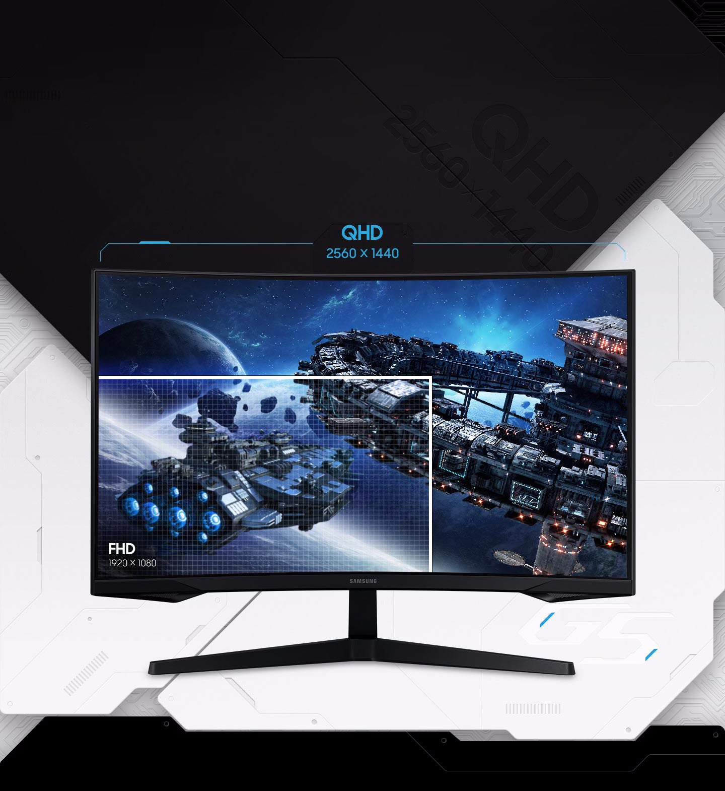 27" Samsung Odyssey G5 G55C 1440p 165Hz 1ms VRR HDR10 Curved Gaming Monitor
