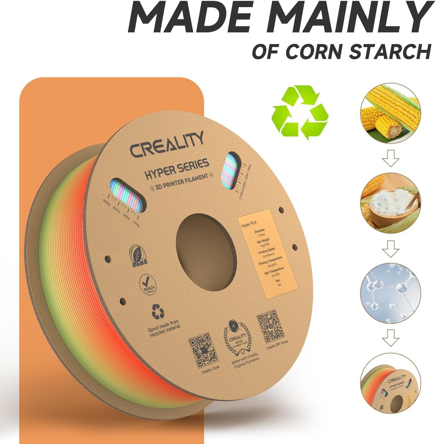 Creality Hyper PLA Filament Rainbow Wild Blossom-Short 1.75 - 1kg