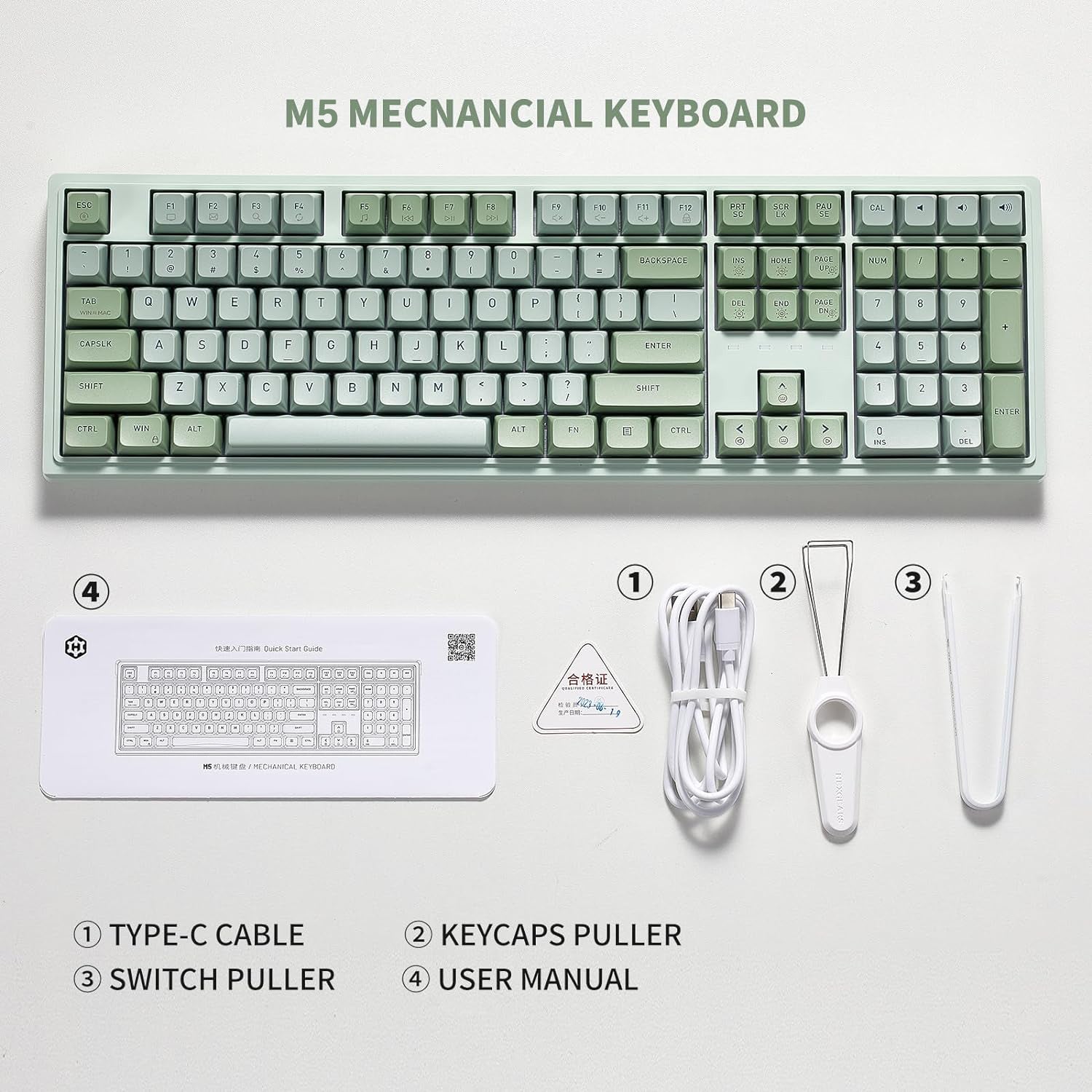 Hexgears M5 Full Size Linear Switch Mechanical Keyboard - Green