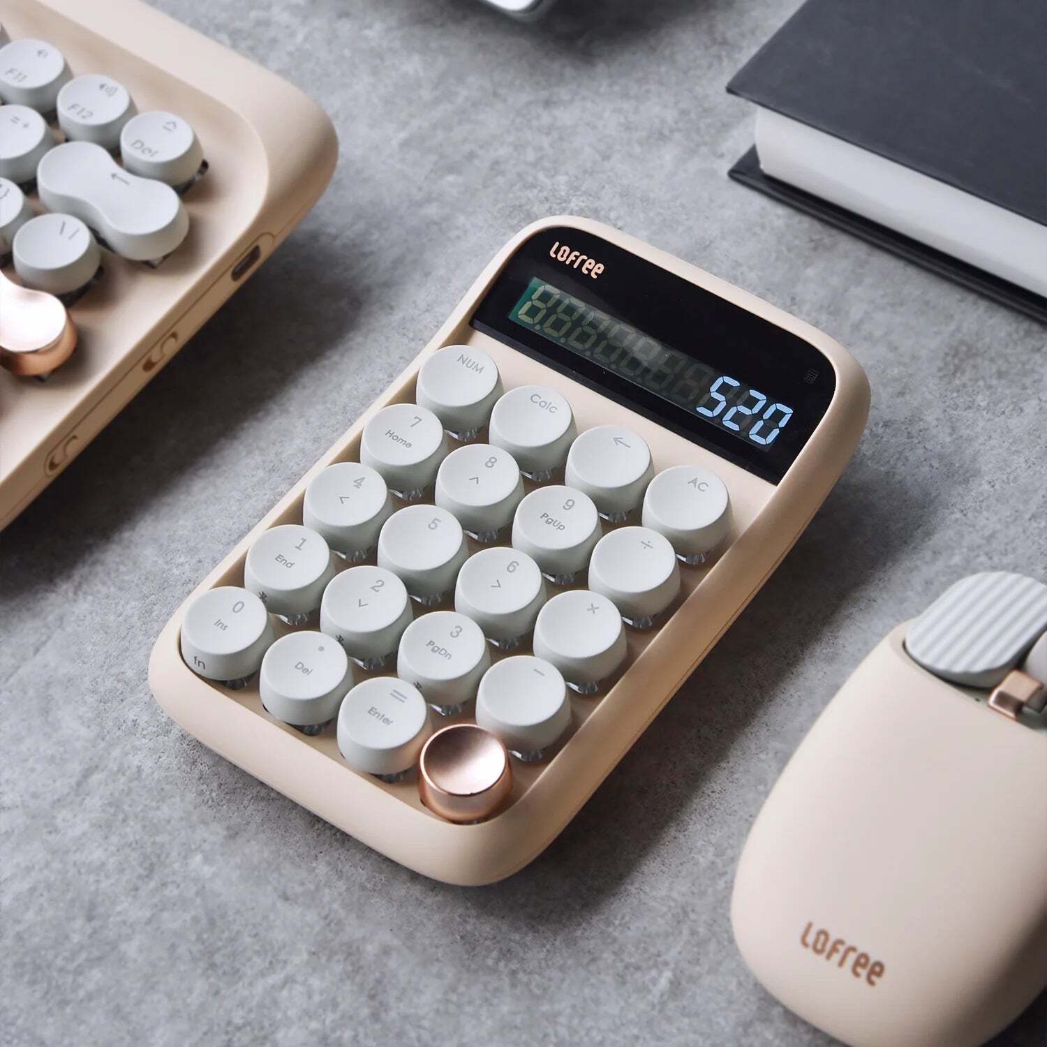 LOFREE Dual-Mode Wireless Numpad and Calculator - Milk Tea