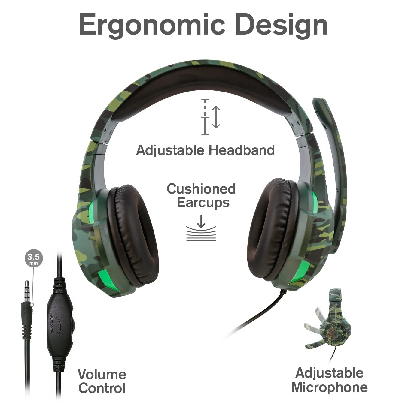 Nyko Deluxe Camo Headset (Green) (Switch, PC, PS5, PS4, Xbox Series X, Xbox One)