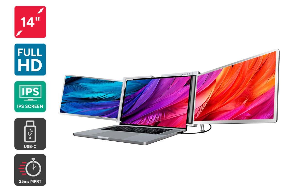 Kogan XPRESSO 14" Full HD Pro Dual Screen Tri-Fold Portable Monitor for 14” - 17” Laptops (1920 x 1080)