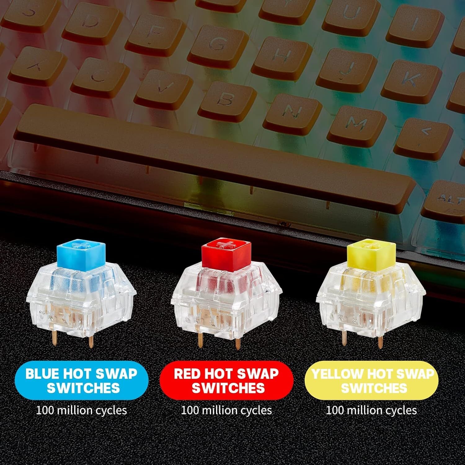Hexgears Soda Orange 65% RGB Clicky Mechanical Wireless Gaming Keyboard - Orange
