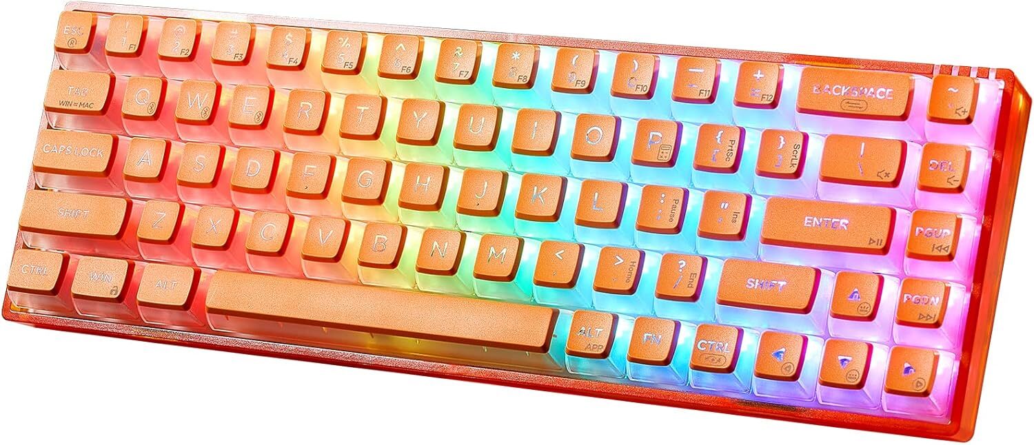 Hexgears Soda Orange 65% RGB Clicky Mechanical Wireless Gaming Keyboard - Orange