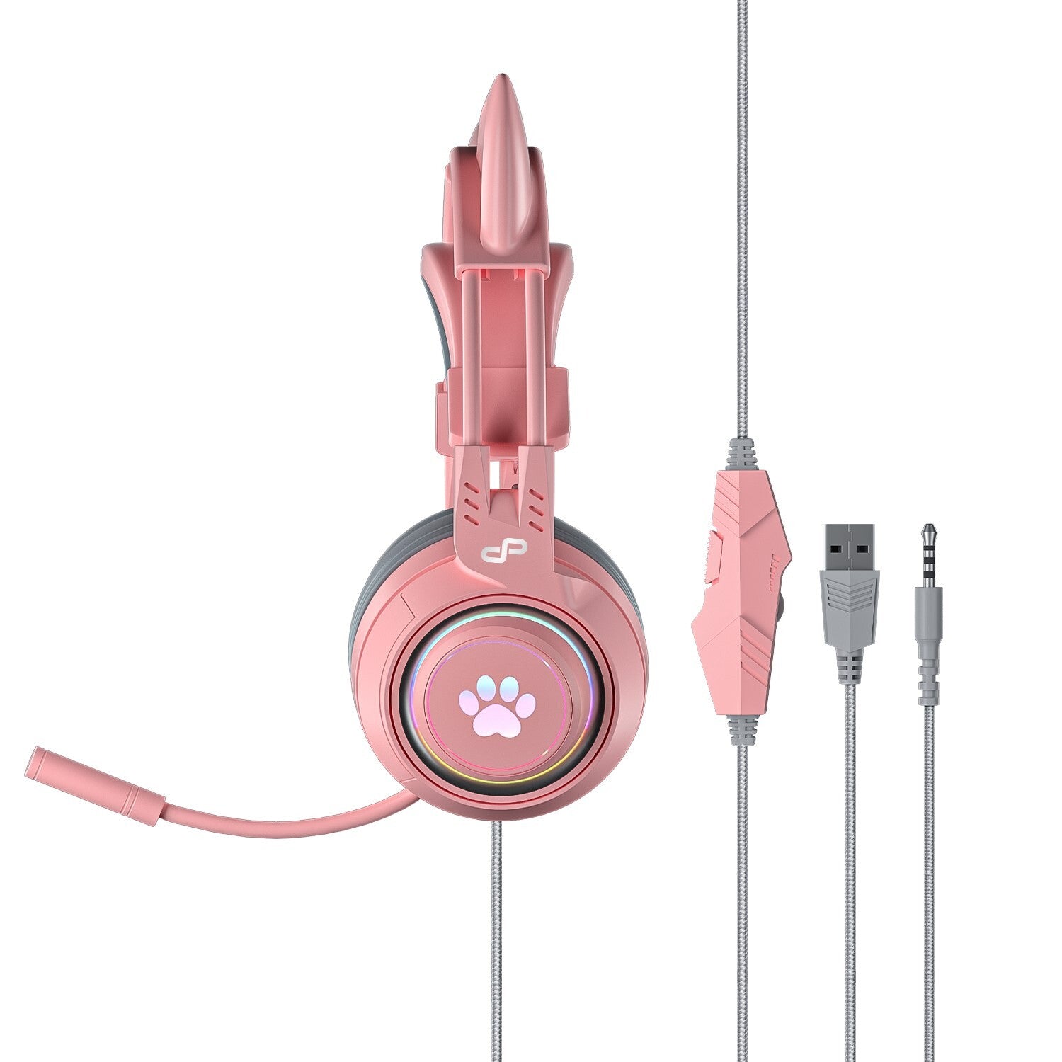 PowerPlay Cat RGB Gaming Headset (Pink) (Switch, PC, PS5, PS4, Xbox Series X, Xbox One)