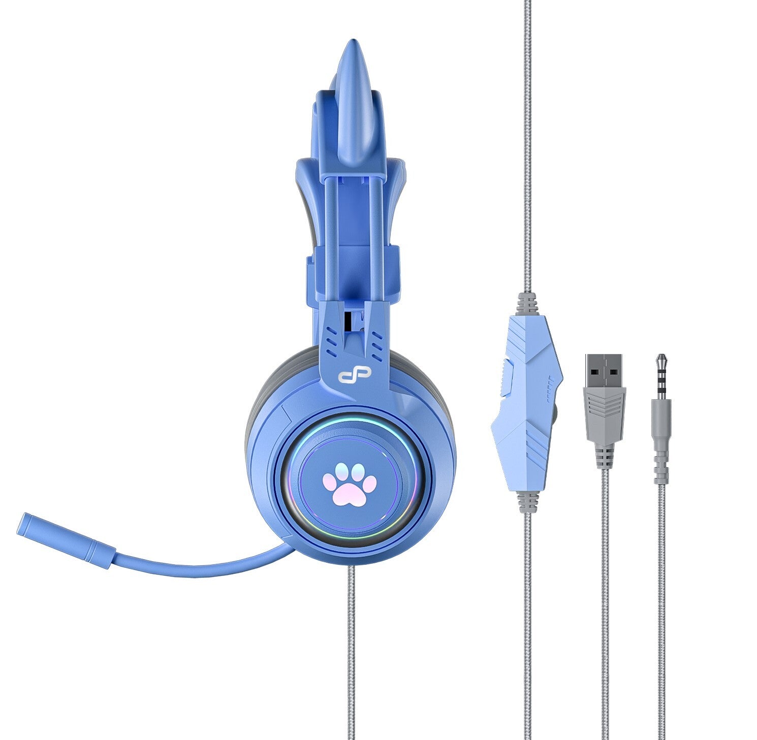 PowerPlay Cat RGB Gaming Headset (Blue) (Switch, PC, PS5, PS4, Xbox Series X, Xbox One)