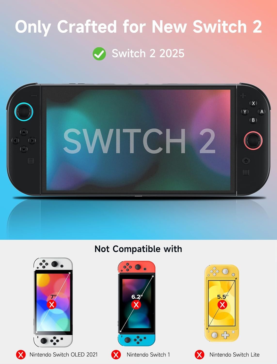 JSAUX Anti-Glare Screen Protector for Switch 2 (2 PACK)