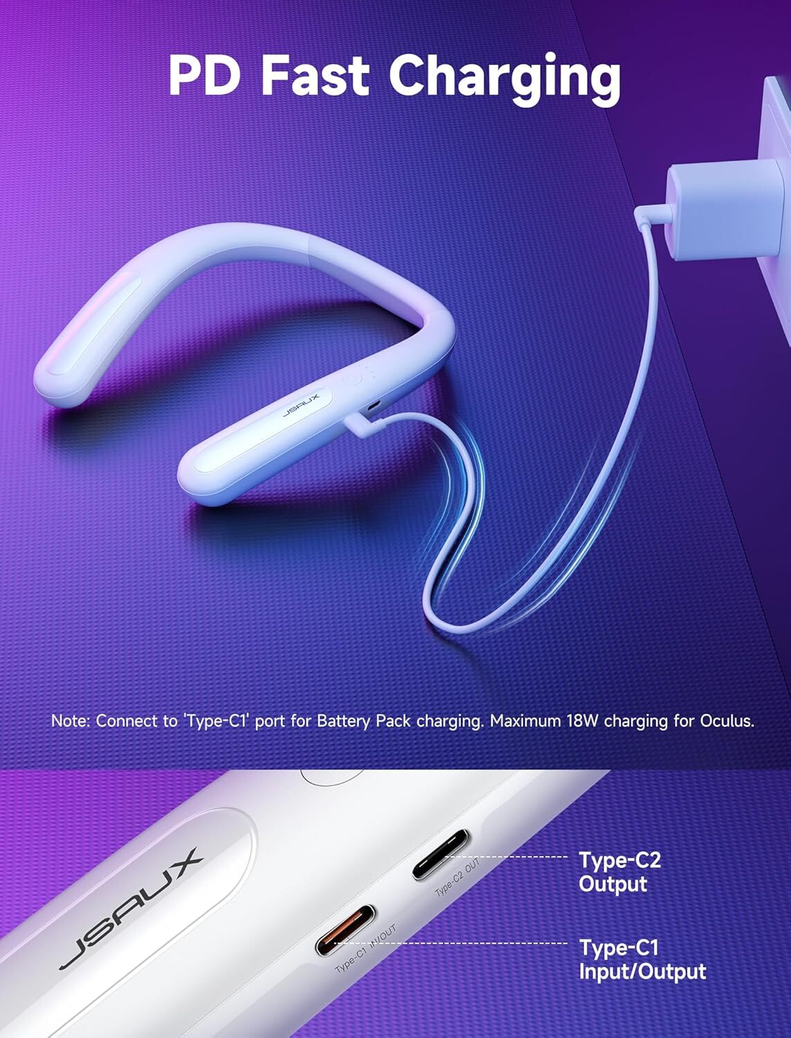 JSAUX VR Neck Power Bank - White