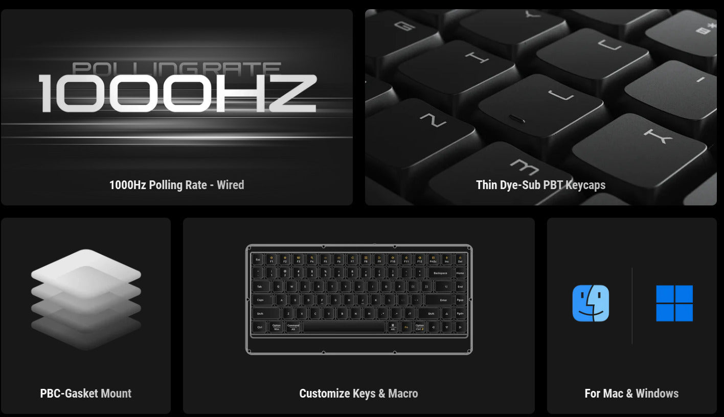 LOFREE Edge Dual-Mode Low Profile Mechanical Keyboard 84 Keys - Volcano Gray