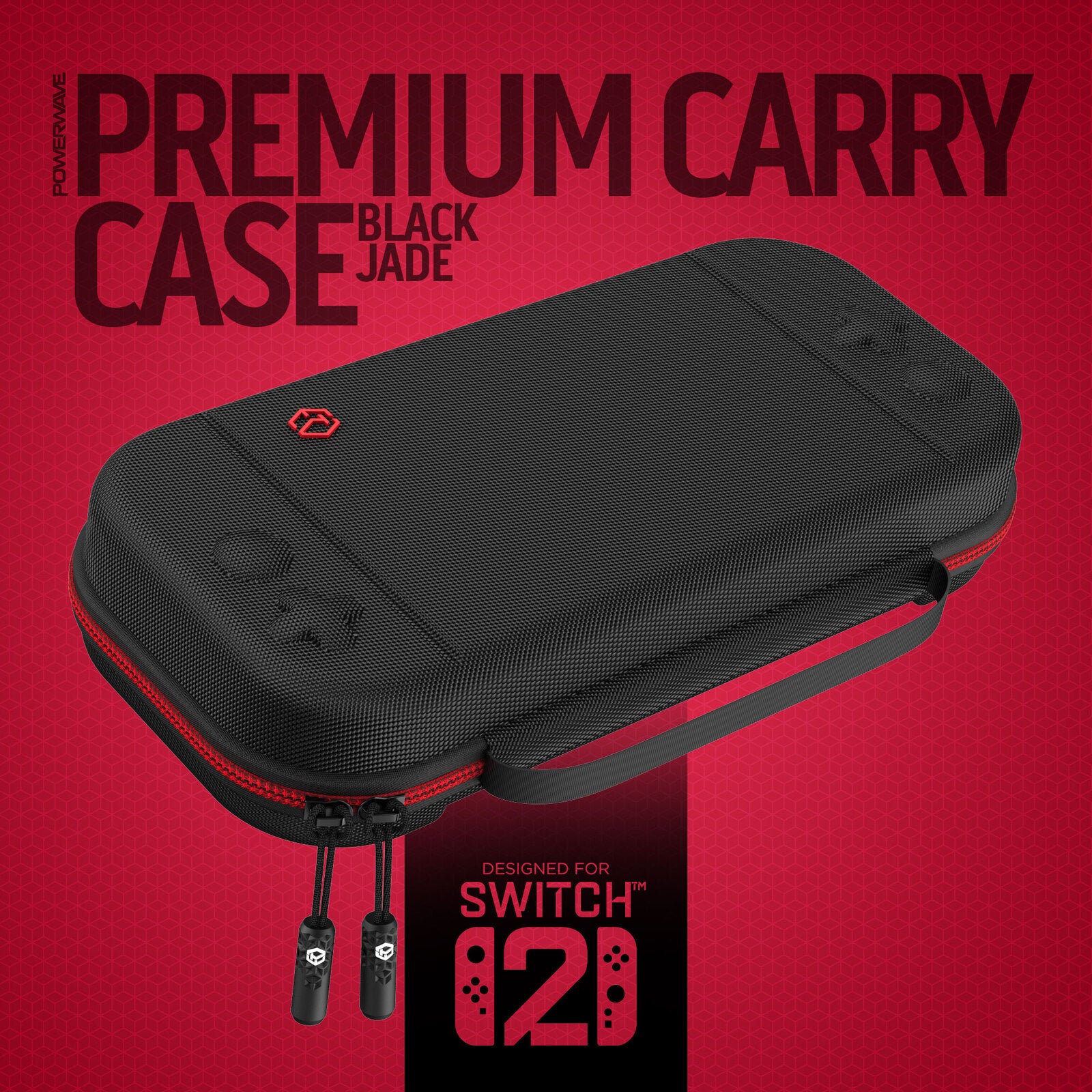Powerwave Premium Carry Case Black Crimson for Nintendo Switch 2