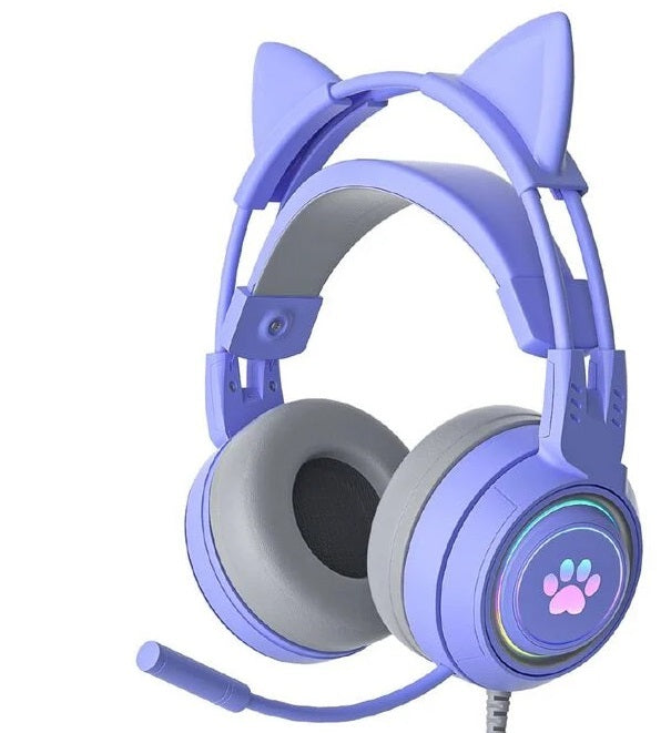 PowerPlay Cat RGB Gaming Headset (Purple) (Switch, PC, PS5, PS4, Xbox Series X, Xbox One)