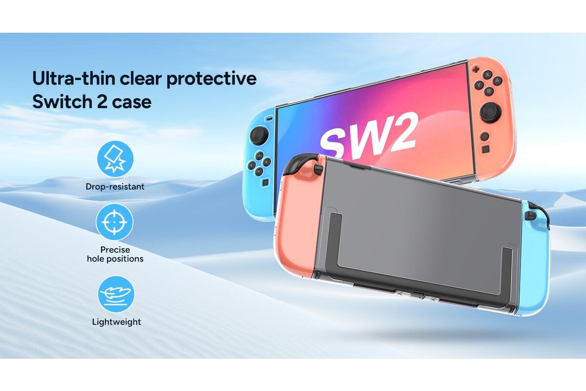 Protection Kit for Nintendo Switch 2 (Tempered Glass Screen Protector and Clear Case)