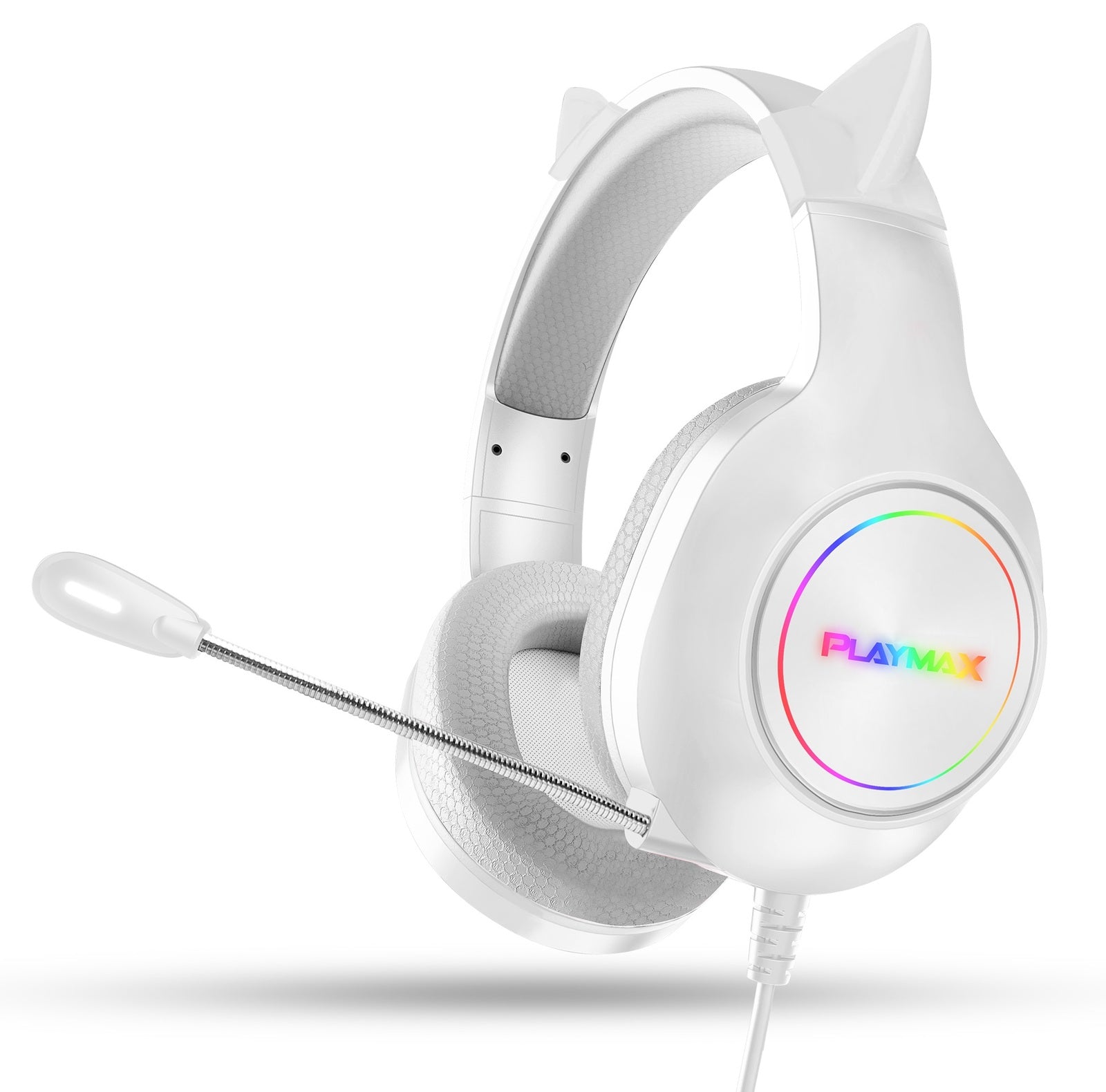 Playmax RGB Cat Ear Headset (White) (Switch, PC, PS5, PS4, Xbox Series X, Xbox One)