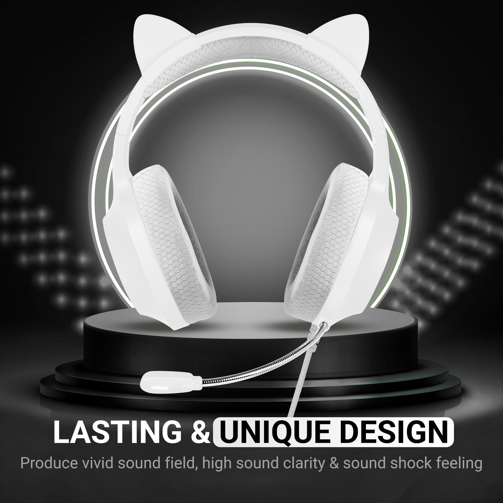 Playmax RGB Cat Ear Headset (White) (Switch, PC, PS5, PS4, Xbox Series X, Xbox One)