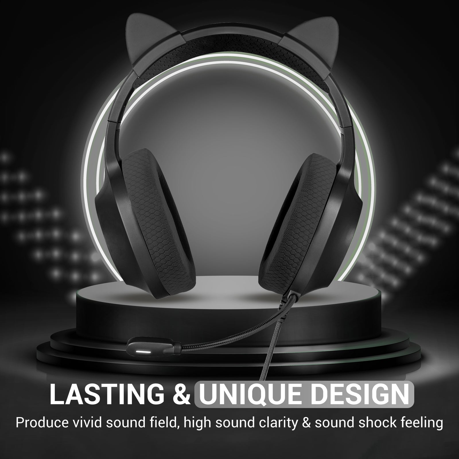 Playmax RGB Cat Ear Headset (Black) (Switch, PC, PS5, PS4, Xbox Series X, Xbox One)