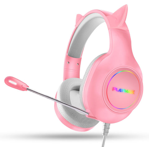 Playmax RGB Cat Ear Headset (Pink) (Switch, PC, PS5, PS4, Xbox Series X, Xbox One)