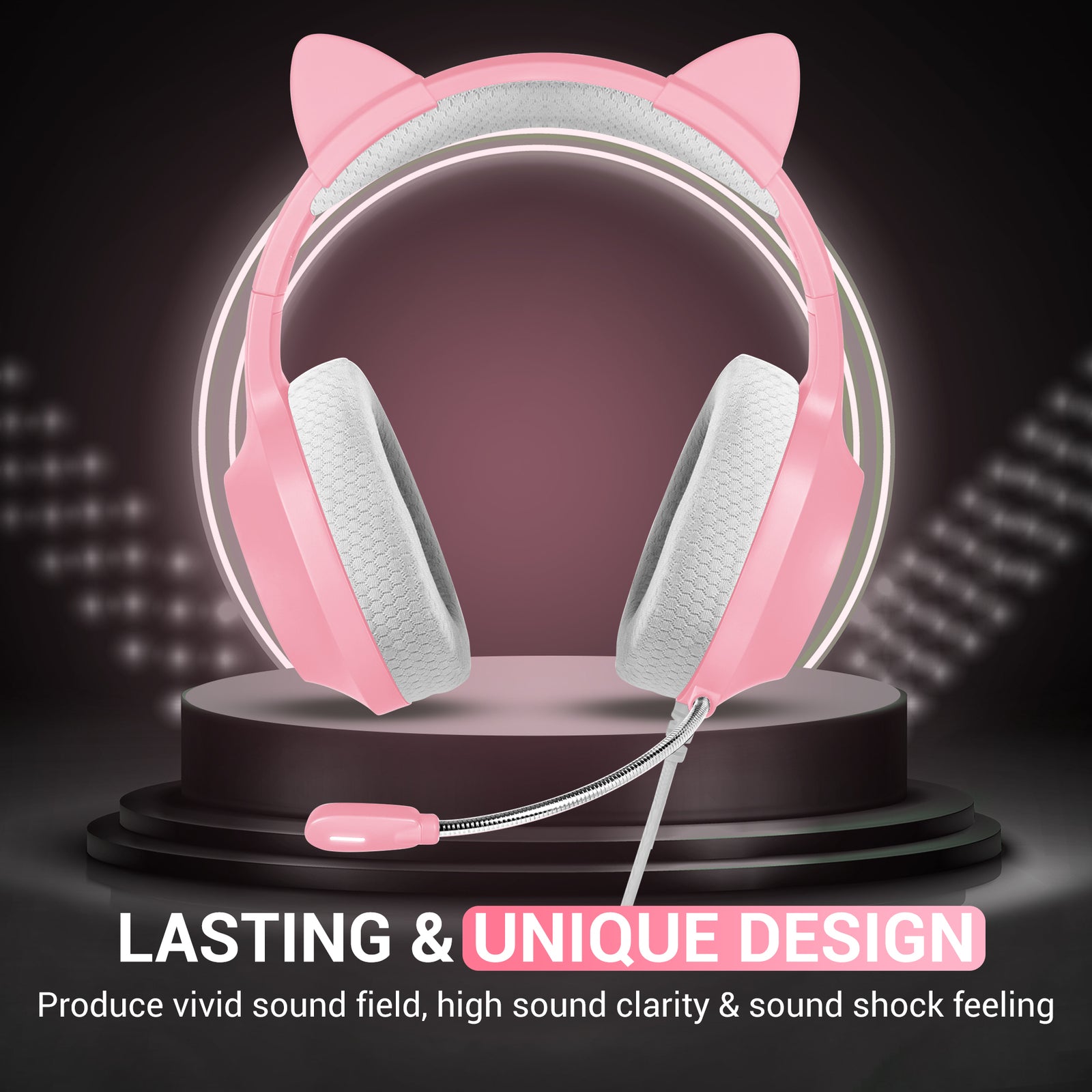 Playmax RGB Cat Ear Headset (Pink) (Switch, PC, PS5, PS4, Xbox Series X, Xbox One)