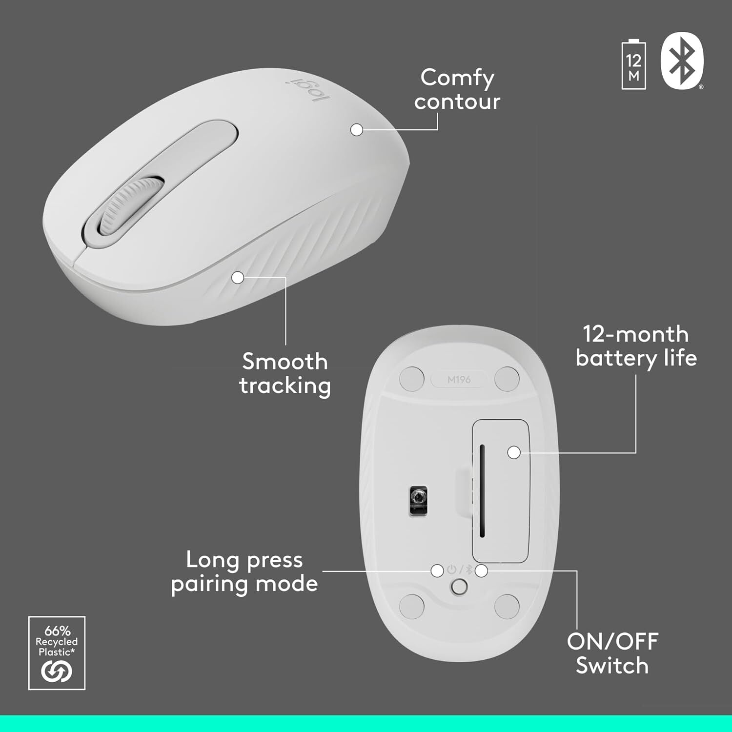 Logitech MK250 Compact Bluetooth Wireless Keyboard and Mouse Combo Off-White