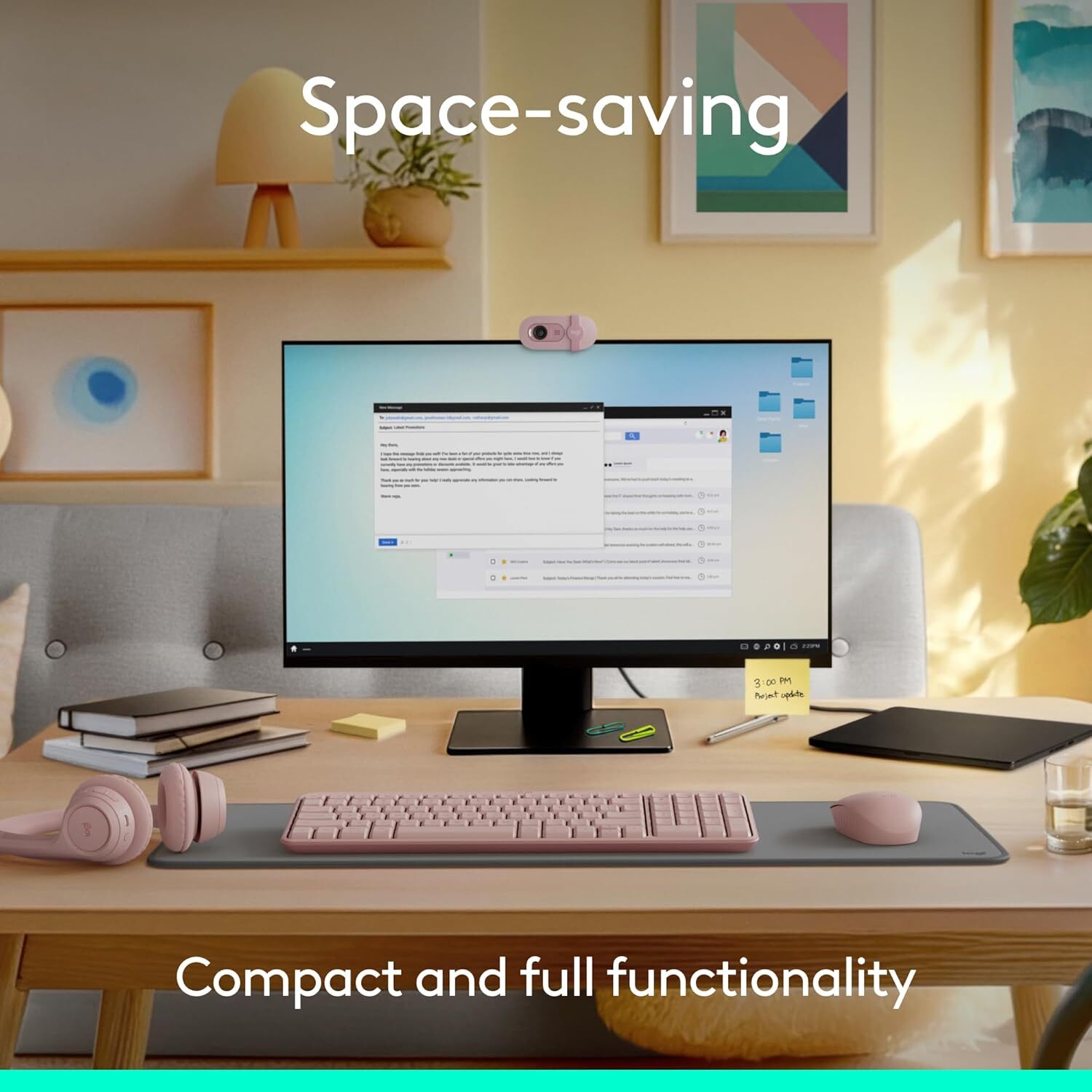 Logitech MK250 Compact Bluetooth Wireless Keyboard and Mouse Combo Rose