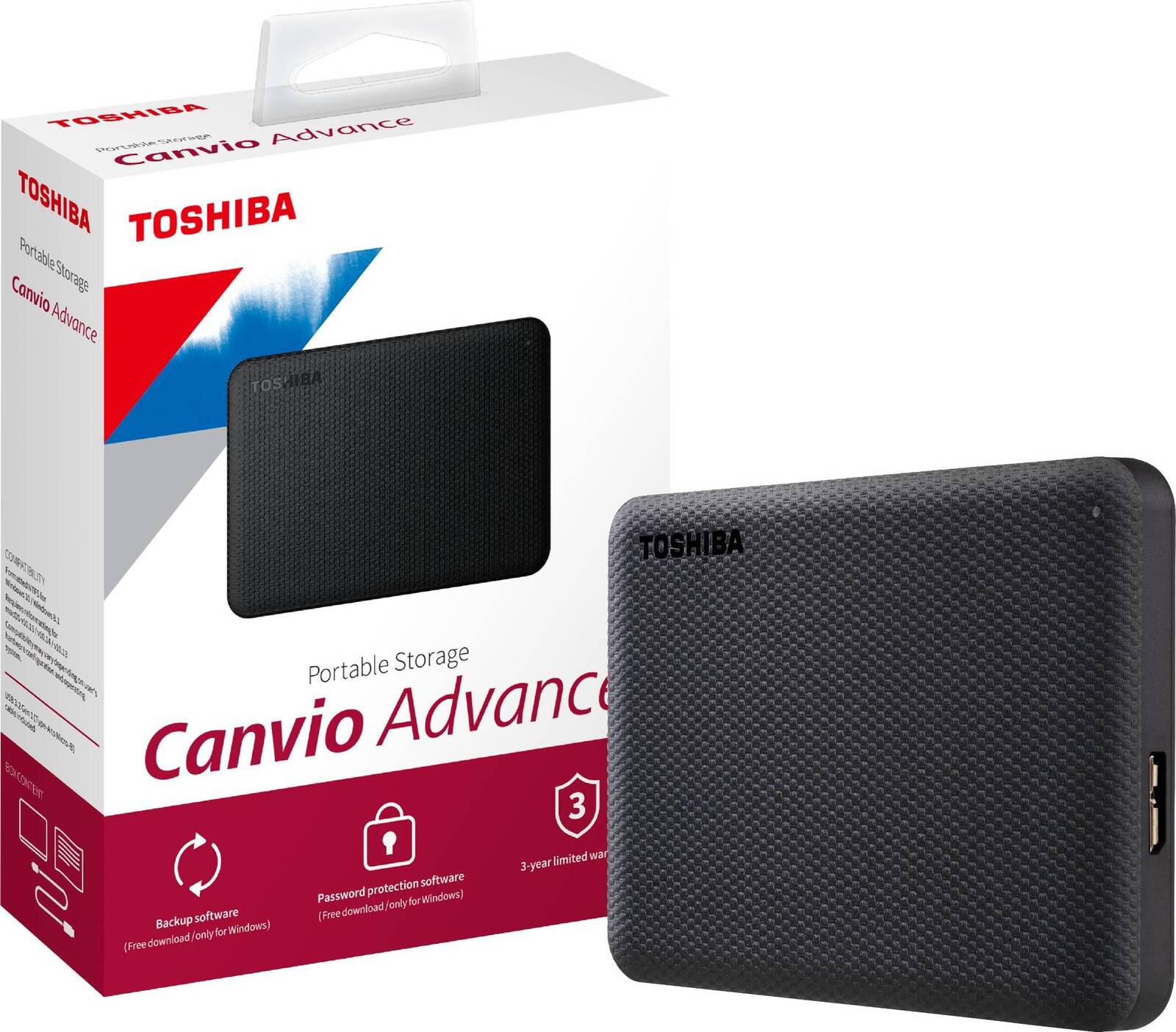 Toshiba Canvio Advance V10 USB 3.0 Portable External Hard Drive 1TB (Black)