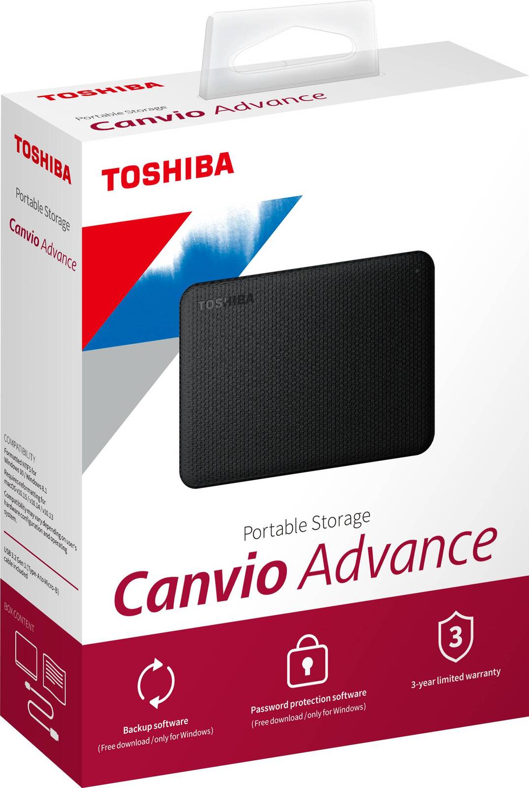 Toshiba Canvio Advance V10 USB 3.0 Portable External Hard Drive 1TB (Black)