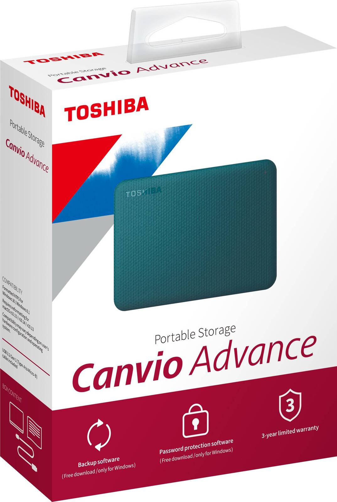 Toshiba Canvio Advance V10 USB 3.0 Portable External Hard Drive 1TB (Green)